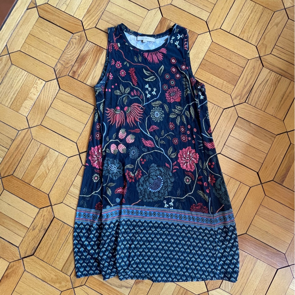 Loft sleeveless midi shift dress - vintage pattern - size small